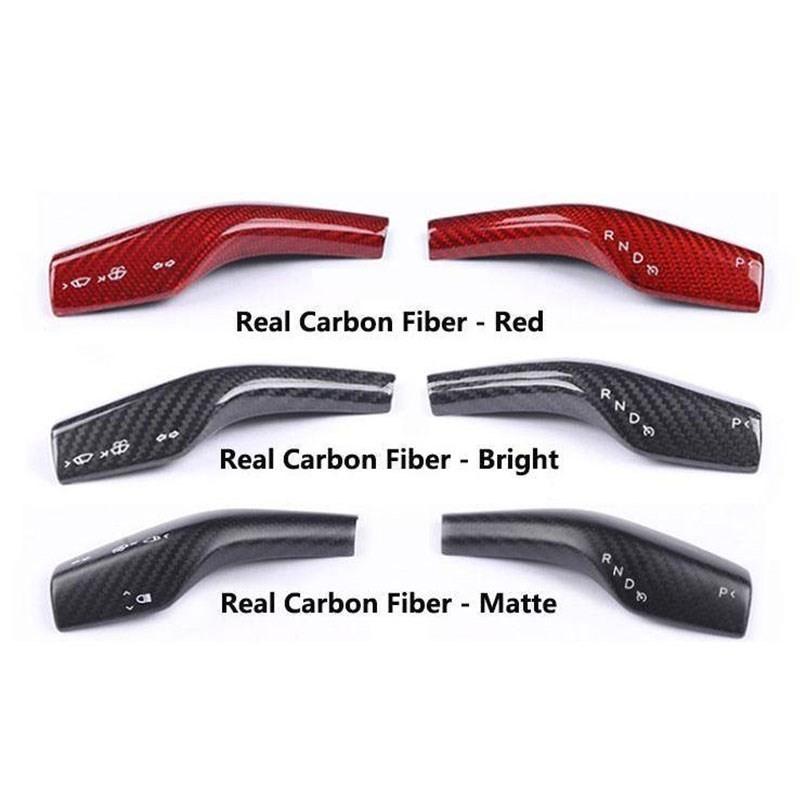 Heenvn Column Shift Protective Cover 2pcs For Tesla Model 3/Y 2022 2023 Forged Carbon Fiber Stickers Steering Wheel Accessories