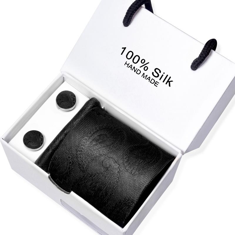 Мужской деловой галстук, квадратный шарф, подарочная коробка, полосатый простой костюм, рубашка, галстук, черный подарочный набор в коробке