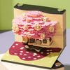 3D Бумажная Скульптура Розовый Деревянный Домик Блокнот - Ручной работы Отрывной Блок для Заметок и Настольное Искусство Подарок на День Рождения Домашний Декор