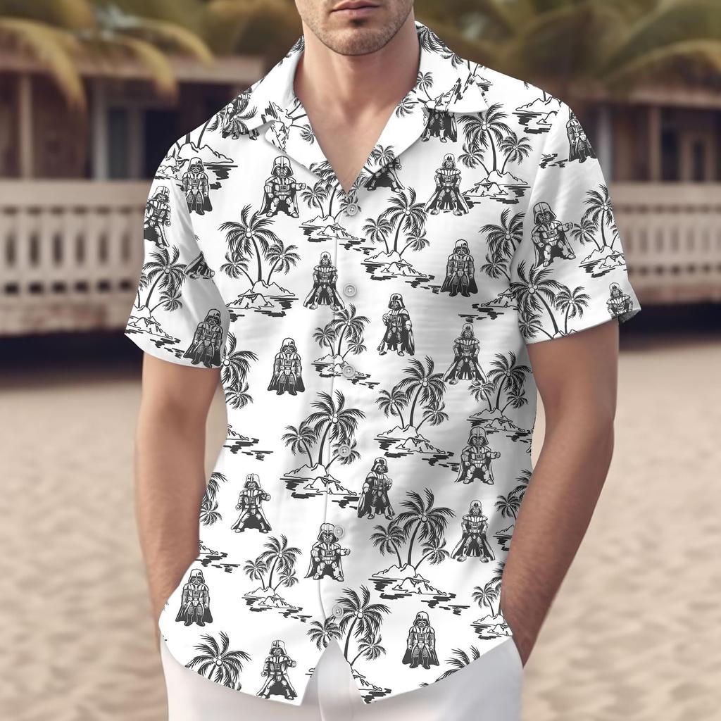 Мужская повседневная рубашка с короткими рукавами в гавайском пляжном стиле с 3D-принтом