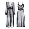 Women's Mesh Comfy Cami Sleep Dress with Robe Lingerie Set