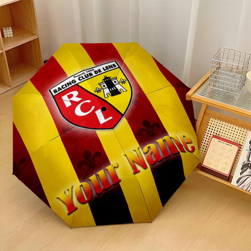 Клуб Racing Club de Lens Автоматический 3-складной зонт 8-спицевый ветрозащитный складной зонт Защита от солнца и дождя для путешествий на свежем воздухе Ежедневного использования