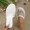 Fashion Women Slippers 2025 Summer New Women Round Head Sandals Hot Water Diamond Flats Home Slippers Slides Women Zapatos De Mujer
