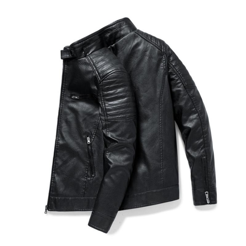 Autumn and Winter Men's Leather Jacket, Stand Collar, Trendy Leather Jacket, Handsome Motorcycle Jacket, Men's Jacket