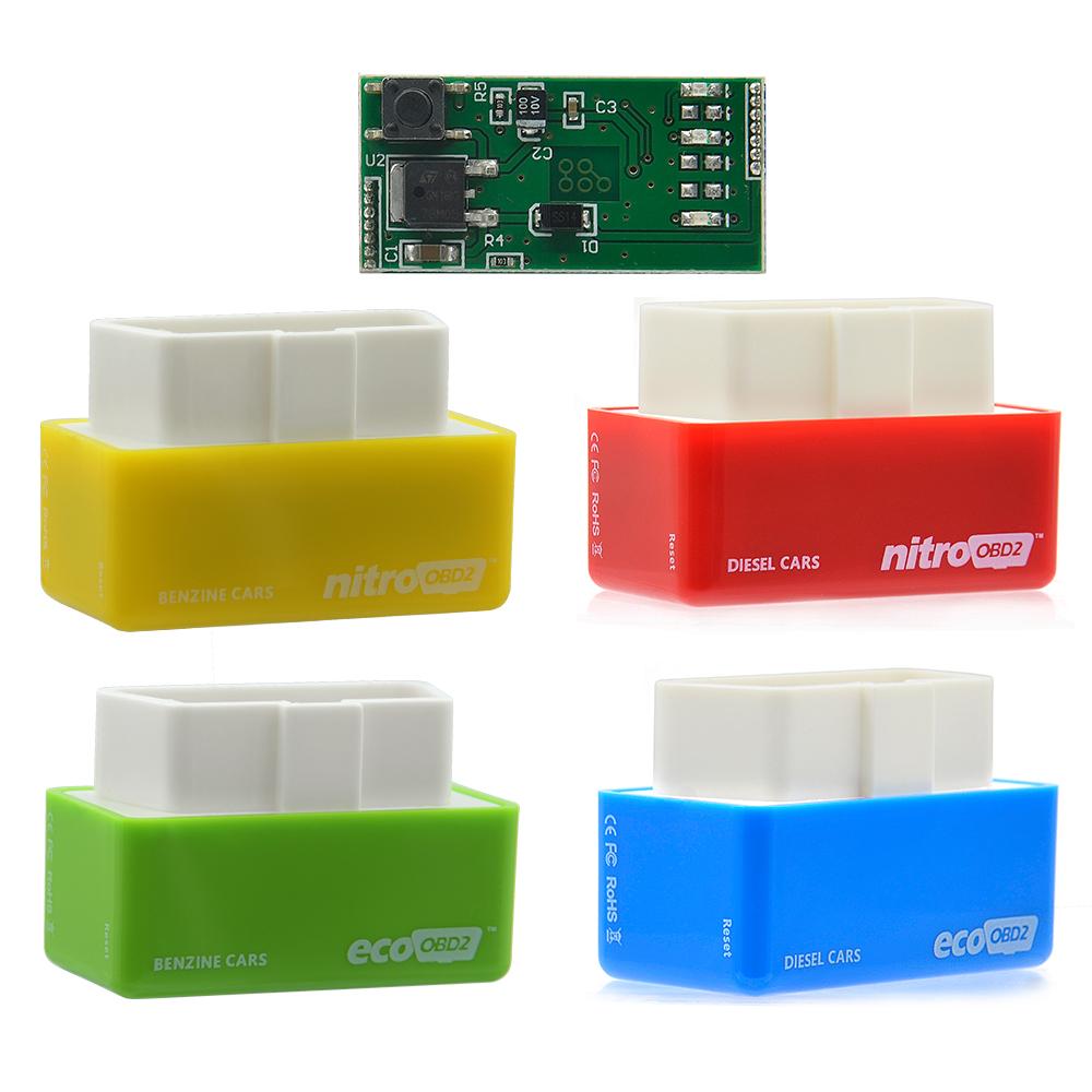 4 Color Eco OBD2 Nitro OBD2 Plug Drive Performance For Benzine Eco OBD2 ECU Chip Tuning Box Fuel Saving More Power Code Readers 4