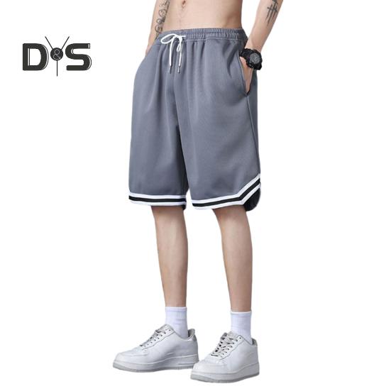 Мужские летние шорты с эластичной талией, регулируемые спортивные шорты на шнурке с карманами, однотонные повседневные шорты с широкими штанинами