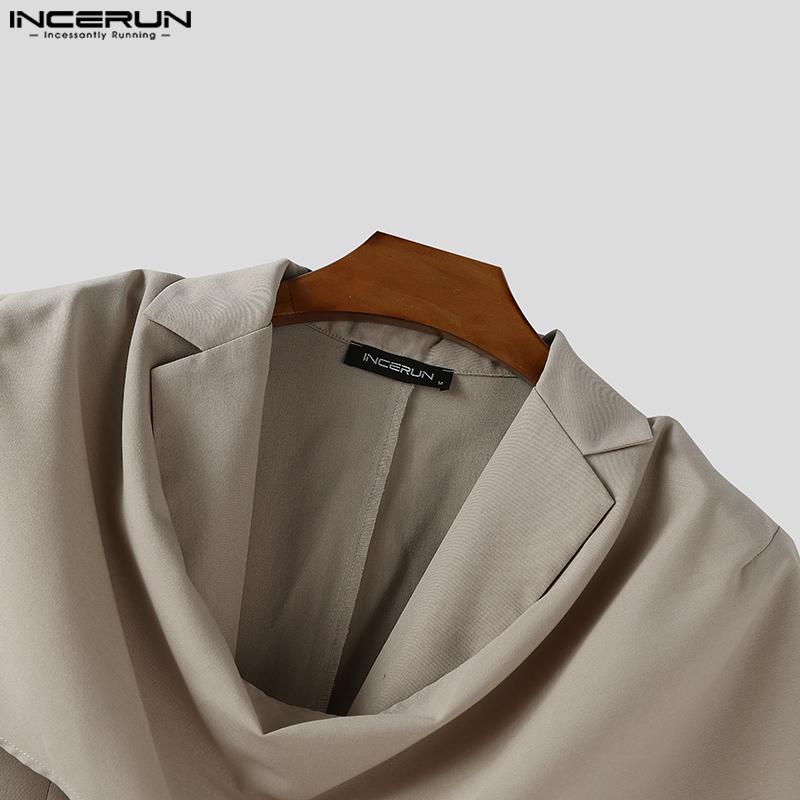 INCERUN Oversized Men Swing Collar Long Sleeve Irregular Cross Loose Thin Blazer Coats