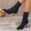 Winter Hot Selling High Quality Women's Boots Fashion Solid Color Pointed Toe Cloth Stiletto High Heel Women's Short Boots