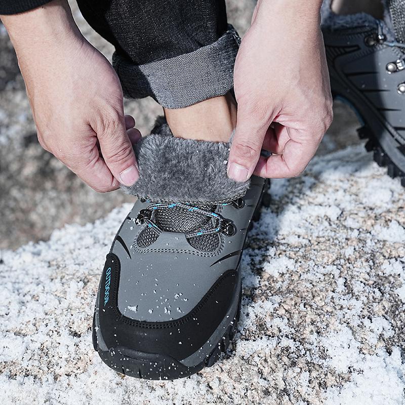 Нескользящие мужские зимние кроссовки Теплые уличные ботинки для хайкинга Плюшевые повседневные спортивные ботинки для кемпинга, скалолазания, треккинга