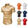 Spring And Summer New Men'S Shiny 70s Disco Short Sleeved Shirt Casual Men'S Short Sleeved Top