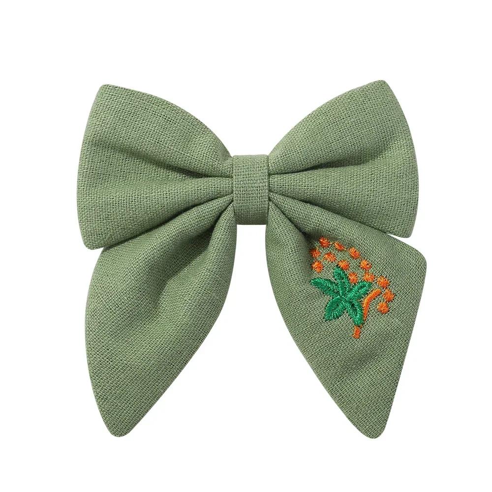 Elegant Floral Cotton Kids Bows Spring Butterfly Hair Clip Print Barrette For Women Girls Sweet Hairpin Accessories