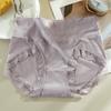Women's Underwear Cotton Antibacterial Crotch Mid High Waist Panties Lace Edge Large Size Briefs Soft Design for Girls
