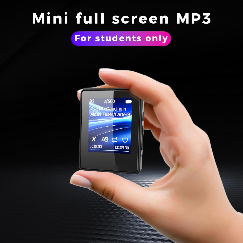 Портативный MP3-плеер 1,77 дюйма Bluetooth 5.0 Музыкальный стереодинамик Мини MP4 Воспроизведение видео Со светодиодным экраном Запись Для Walkman