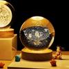 3D Galaxy Crystal Ball Lamp Лазерная гравировка Ночной светильник с деревянной основой для декора спальни,