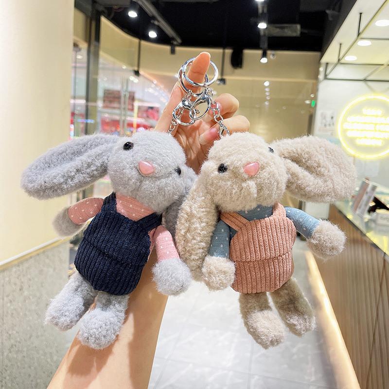 Adorable Long-eared Bunny Keychain Plush Rabbit Doll Soft Toy For Bags And Gifts