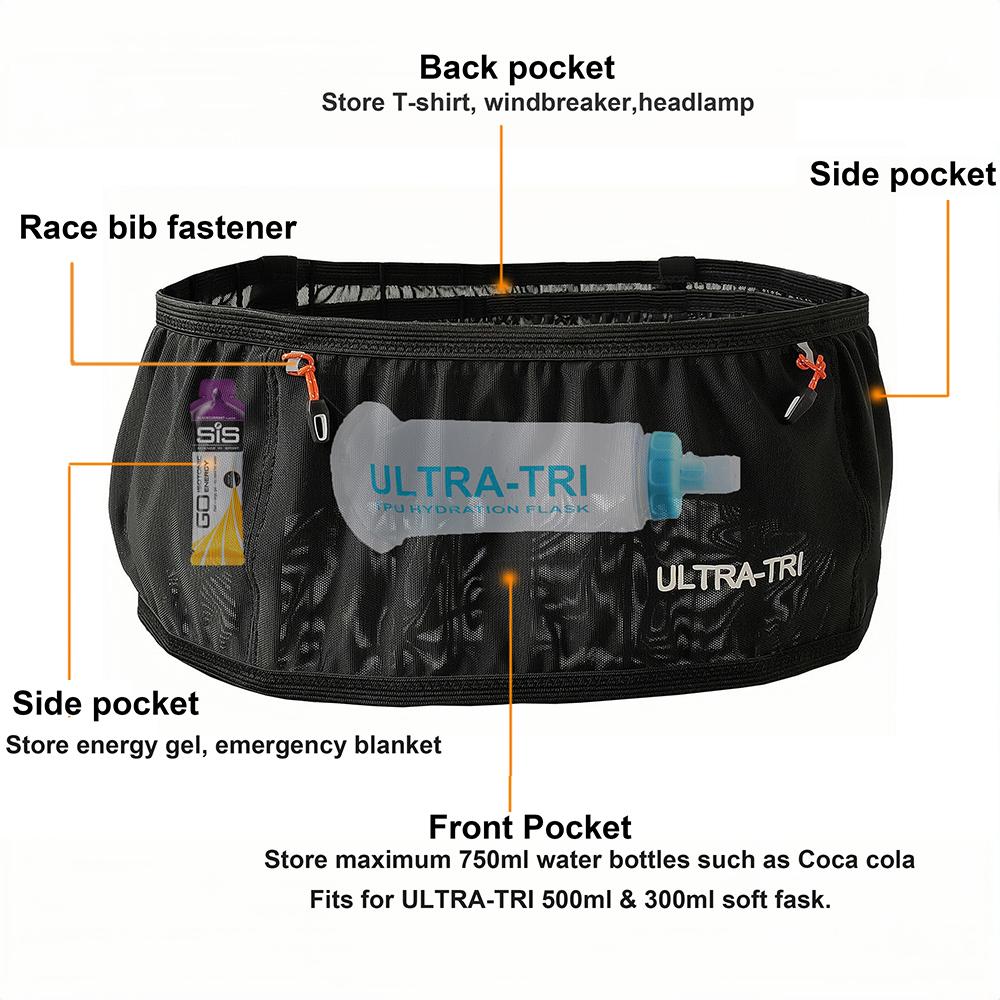 ULTRA-TRI Marathon Race Belt Bag Outdoor Sports Hydration Trail Running Jogging Cycling High Elastic Waist Bag