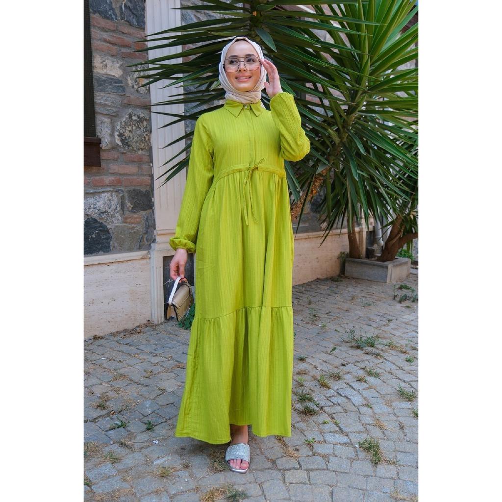 Waist Gathered Dress Navy Blue