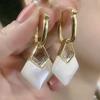 New Geometric Rhombus Luxury Opal Earrings Women's Fashionable Personalized Daily Accessories Party Zircon Birthday Gifts