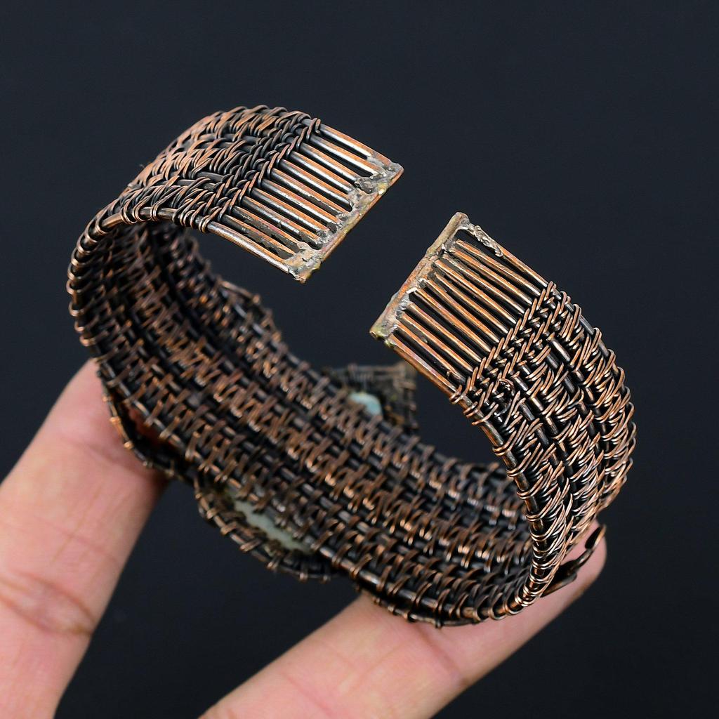 Beauteous Larimar Gemstone Handmade Copper Wire Wrap Jewelry Adjustable Bracelet For Women