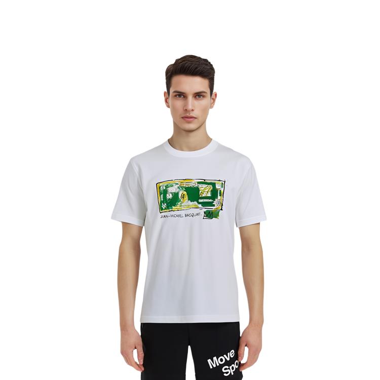 Uniqlo X Коллаборация с Jean-Michel Basquiat Весна/Лето 2024 Передний Графический Принт Футболка с коротким рукавом Унисекс Топы Белый 470740-00