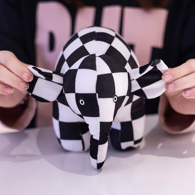 30CM Kawaii Anime Elmer The Elephant Figure Plush Doll Cute Cartoon Plaid Elephant Emma Plush Toy Kids Gift Christmas Gift