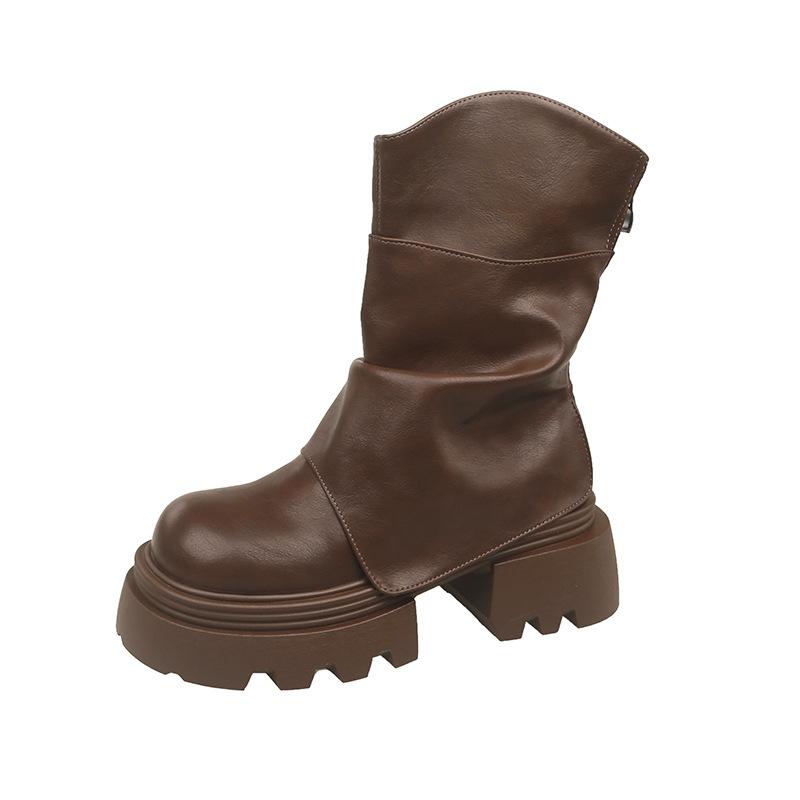 Драгоценные крутые модные юбочные ботинки женские короткие ботинки 2025 осень и зима новые тонкие ботинки Мартина на толстой подошве, ботинки-маффины, ботинки-брюки