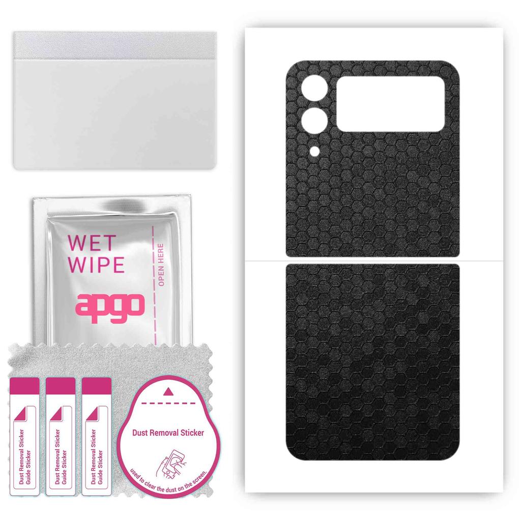 apgo Protective Skin Sticker for the Back Compatible with Samsung Galaxy Z Flip4, Wrap Film, Foil, Vinyl - Pattern Black Honeycomb
