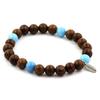 Stones and Minerals. Blue Chalcedony + Wood Bead Bracelet 8 Mm. Made In France.