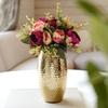 Home Decor for Indoor Living Room | Best Gift for Birthday Valentine's Day |Golden Full Hammered Oblong Shape 1 Large Pcs (Flower Not Included)