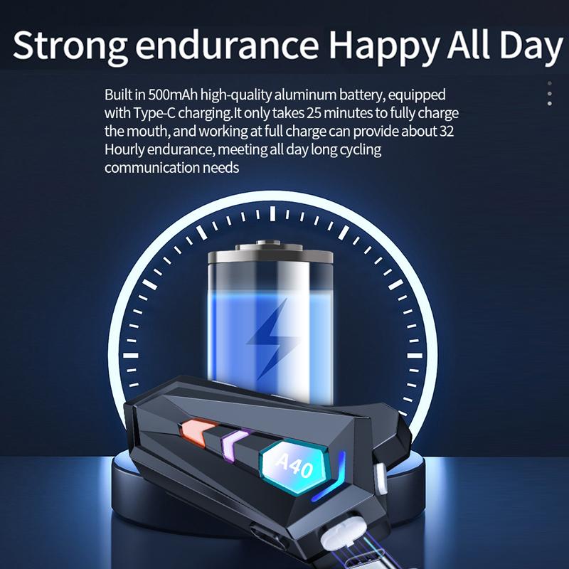 Мотоциклетный шлем гарнитура Bluetooth 5.3 Hands Free беспроводные наушники с RGB красочные водонепроницаемые наушники для катания на лыжах