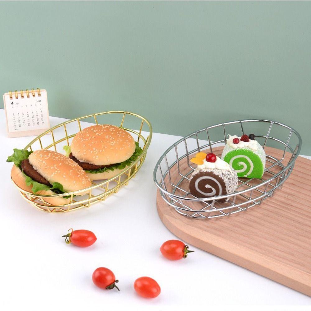 Oval Storage Basket Multi-Purpose Fruit Serving Basket Oval Wire Basket Desktop Accessories