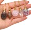 1pc Crystal Essential Oil Bottle Pendant Necklace - Natural Crystal Carved Perfume Bottle, Unique Valentines Day Gift, Elegant Accessory for Women Men