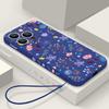 Luxury Small Flower Buds Lanyard Case For iPhone 15 Pro Max Coque iPhone 11 12 13 14 Pro Max 16 SE 2 2022 Soft Silicone Cover