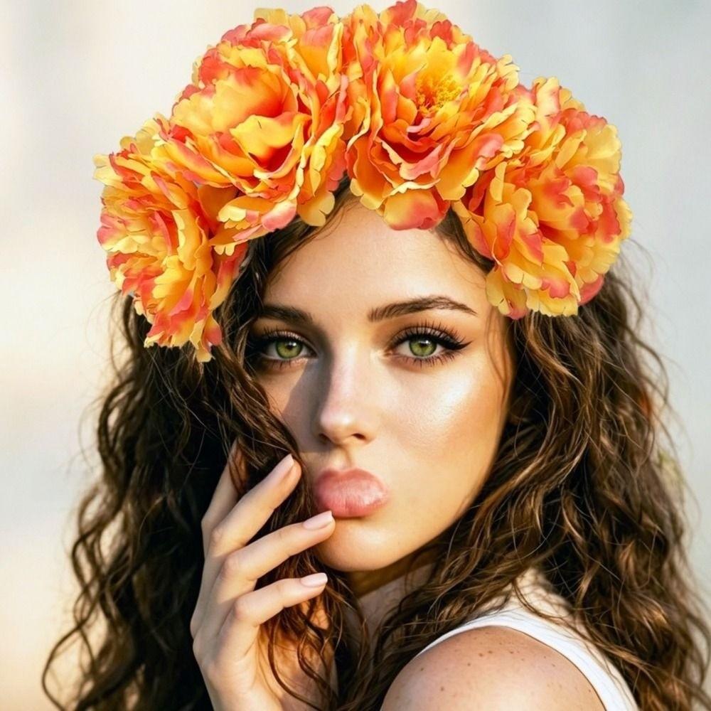 Gorgeous Design Artificial Flower Crown Rose Headpiece Bohemian Hair Accessories Performance