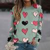 Женская повседневная модная блузка с длинным рукавом и круглым вырезом с принтом ко Дню святого Валентина