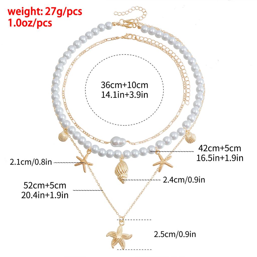 Аксессуары Богемное Пляжное Ожерелье из Бусин Жемчуг Морская Звезда Ракушка Винтажное Праздничное Ожерелье