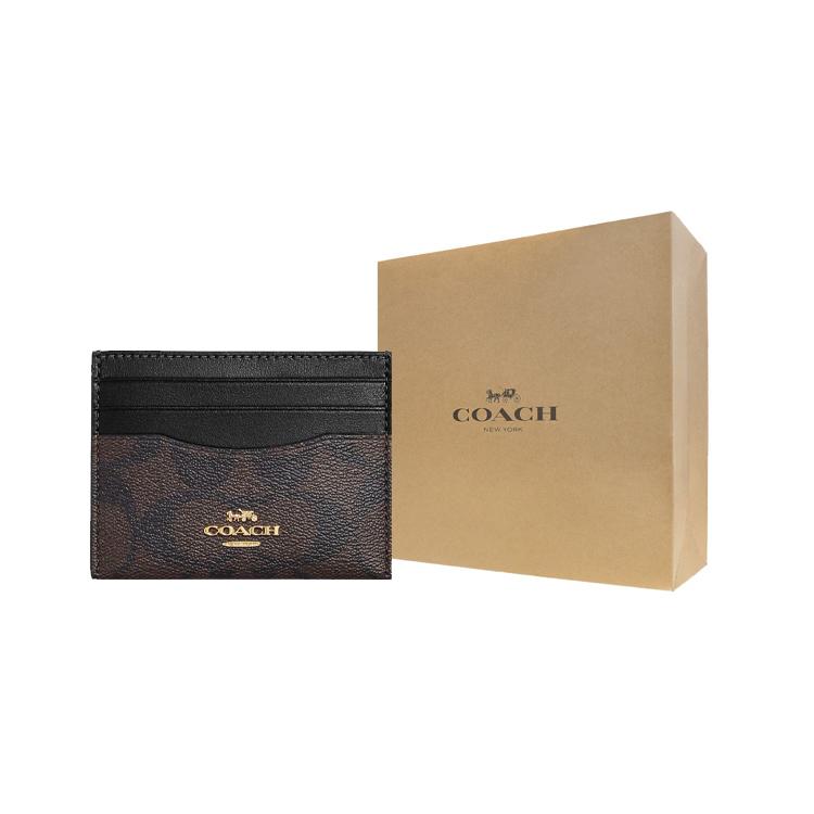 Coach Кошелек для карт из холста с покрытием и держателем для карт из кожи Женский Загар CH415-IMAA8