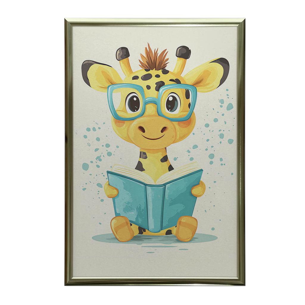 Plakat Wesoła Żyrafa W Krainie Baśni Plakat Wesoła Żyrafa W Krainie Baśni, 30X40 Cm, Bez Ramy, Płótno Premium Na Blejtramie