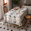 Nordic Tassel Print Oilproof Cotton Linen Tablecloth - Heat Resistant for Home & Dining