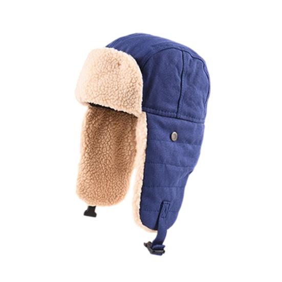 Шапка Лей Фэна Утолщенная Внутренняя Подкладка Однотонная Застежка-Пряжка Универсальная Брезентовая Шапка с Защитой Ушей Повседневная Одежда