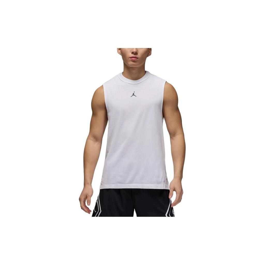Jordan Dri-Fit Logo Print Fitted Crew Neck Sleeveless T-Shirt Men Tops White FN5857-100