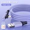 USB-кабель 90 градусов для iPhone 14, 13, 12, 11 Pro Max X XR XS 8, 7, 6s, 5s, зарядное устройство для быстрой зарядки, жидкий силиконовый кабель для передачи данных, 0,3/1,2/1,8/2,5 м
