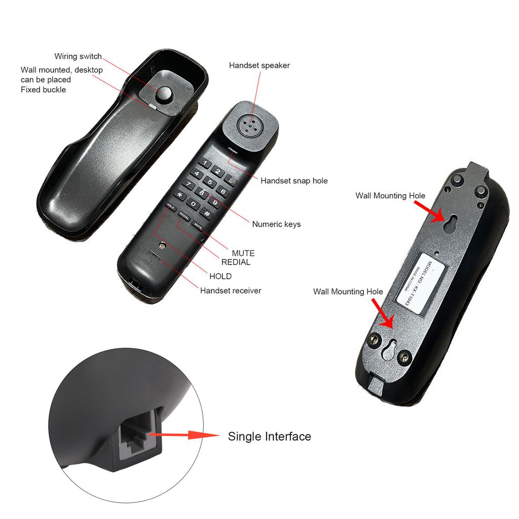 Wall Mounted Phone  ing   Function Corded Telephone for   Hotel