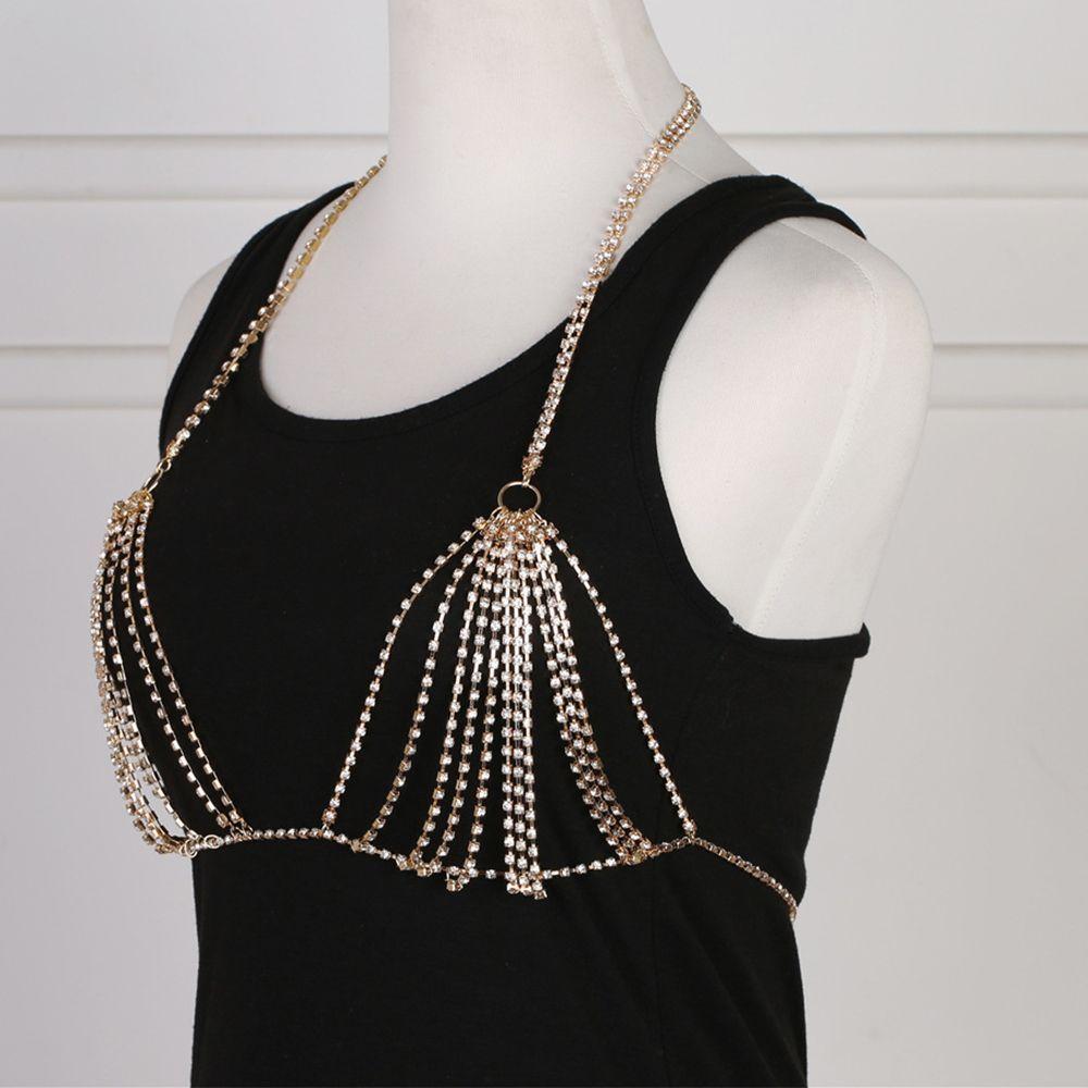 Сетчатая одежда для вечеринок Женская сексуальная Стразы Стильные Хрустальные Украшения Украшения для бюстгальтера Нижнее белье Бикини Цепочка