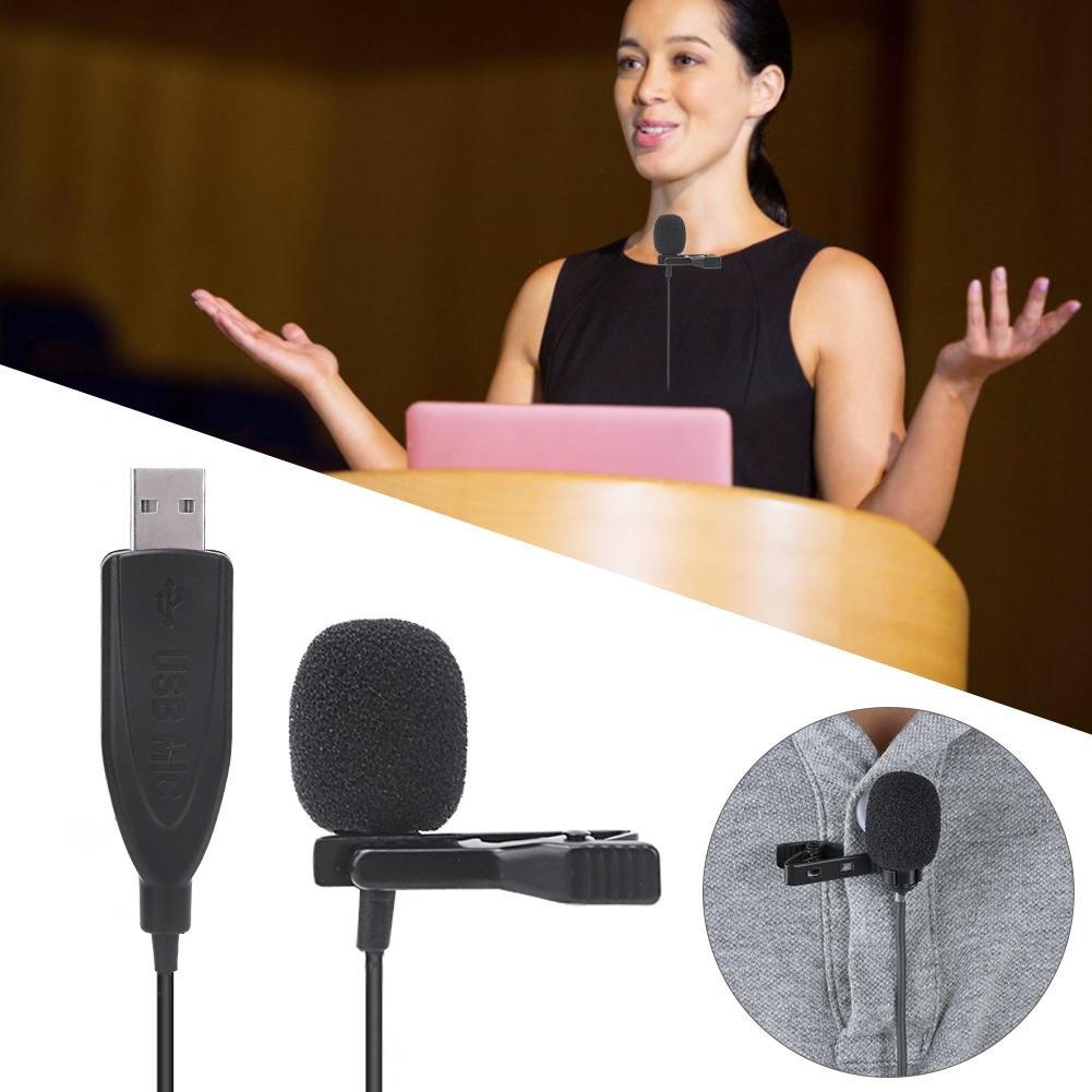 USB Computer Recording Lapel Clip Microphone Portable Mini Conference Microphone