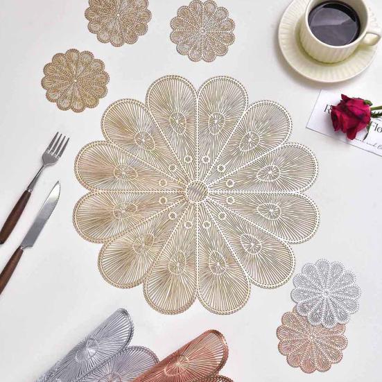 PVC Placemat Heat Insulation Table Mat Cup Pads Non-Slip Coaster for Dining Table Protects Table from Burns Stains Home Kitchen Bar Decor