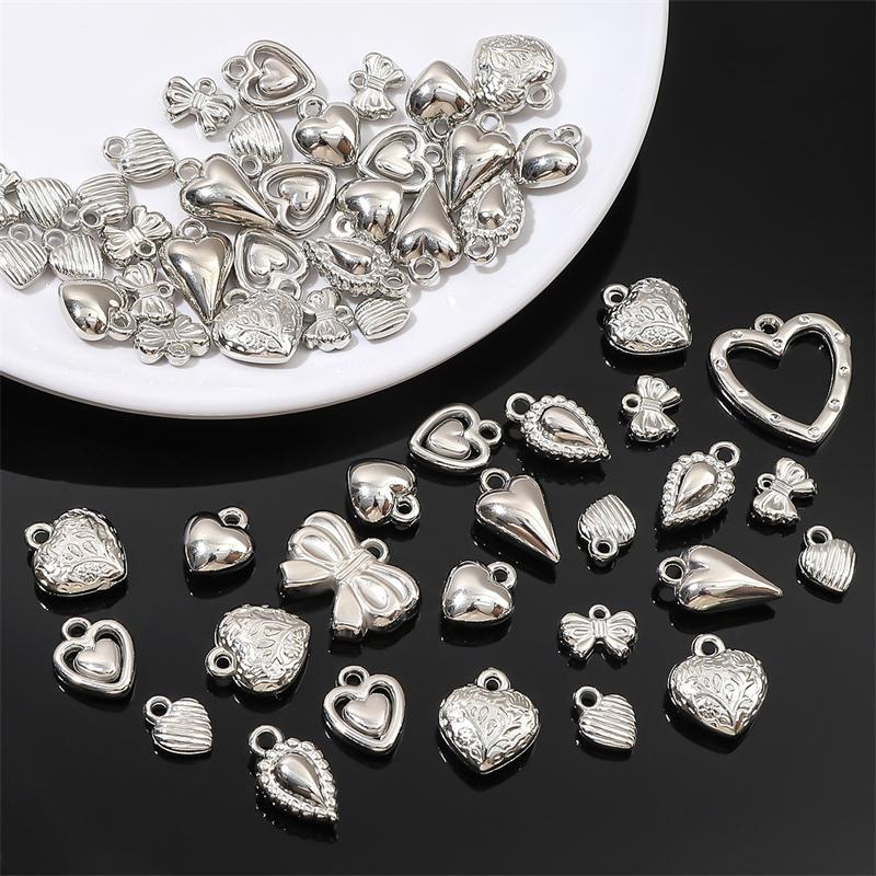 5-20 шт. Пластиковые серебряные родиевые подвески CCB в форме сердца, бабочки, банта, бусины для самостоятельного изготовления ювелирных изделий