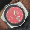 USED VINTAGE SEIKO 5 AUTOMATIC 6309A JAPAN MENS DAY/DATE RED WATCH 539-a284334-2 SKU539-a284334
