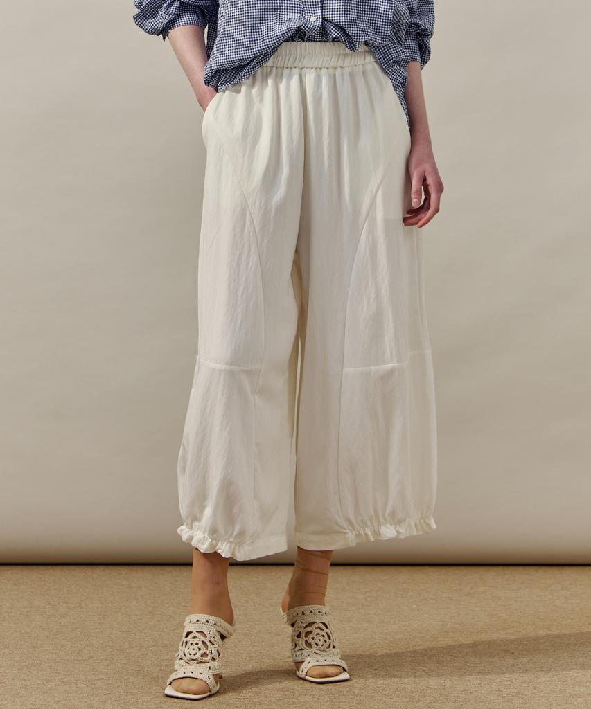 M.GRAF Curved Balloon Wide Elastic Waist Frill Pants
