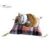 Simulation Cat Doll Plush Toy Mini Realistic Sleeping Kittens On Mat Figurine Stuffed Animal Toy with Cushion for Home Office Room Desktop Decor